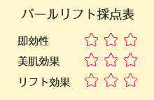 パールリフト採点表 即効性★★★ 美肌効果★★★ リフト効果★★★